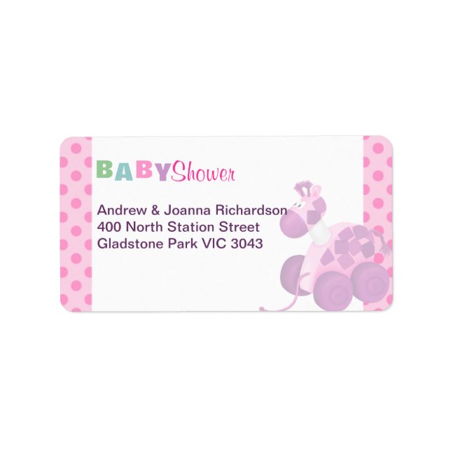 Pink Polka Dot & Toy Address Label (Front)