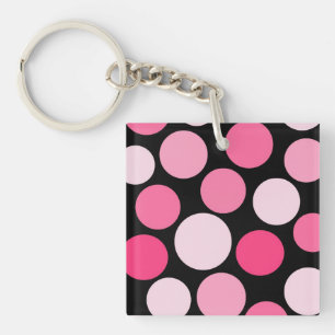 Pink Polka Dot Two Sided Key Ring