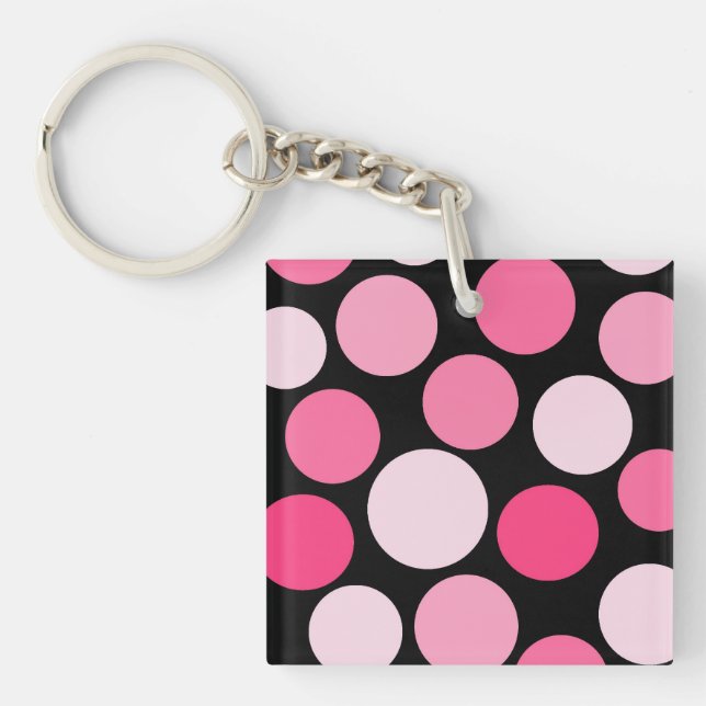 Pink Polka Dot Two Sided Key Ring (Front)