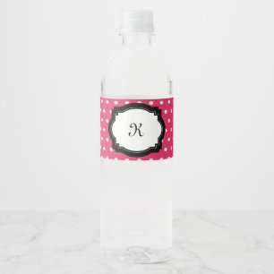 Pink Polka Dot Water Bottle Label