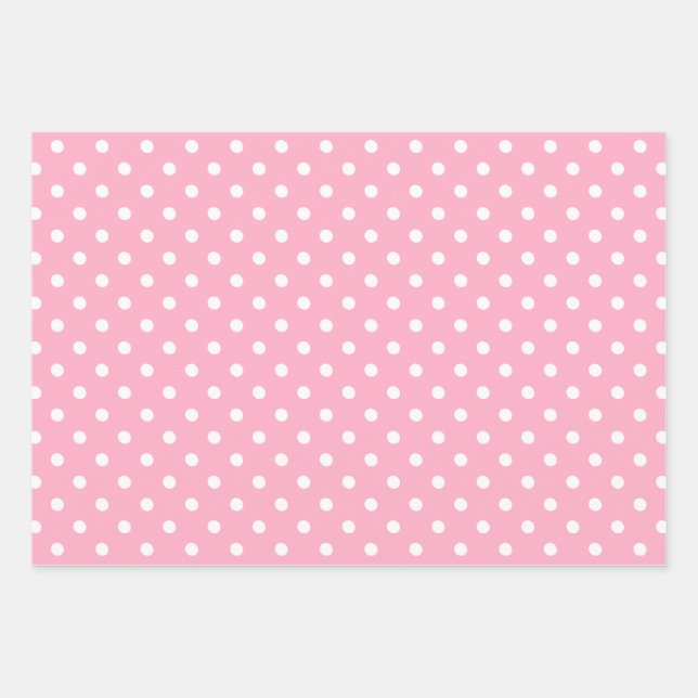 Pink Polka Dot Wrapping Paper Sheet (Front)