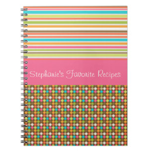 Pink Polka Dots and Stripes Personalised Notebook