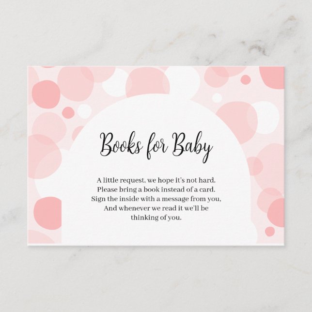 Pink Polka Dots arch Baby Shower Books for Baby Enclosure Card (Front)