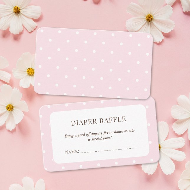 Pink Polka Dots Baby Shower Diaper Raffle Ticket Enclosure Card (Creator Uploaded)