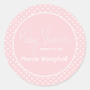 Pink Polka Dots Baby Shower Mum Classic Round Sticker