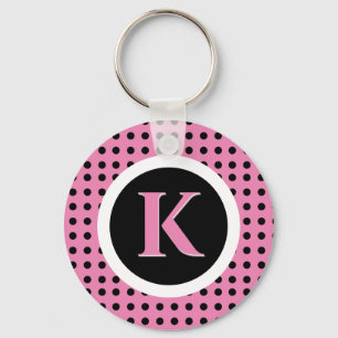 Pink Polka Dots Background Key Ring
