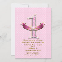 Pink Polka Dots & Banner ONE 1st 1 Birthday Party