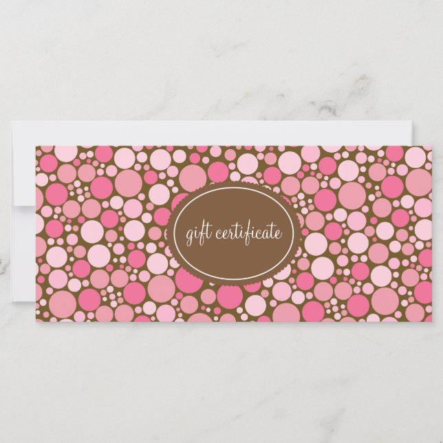 Pink Polka Dots Boutique Style Gift Certificates (Front)