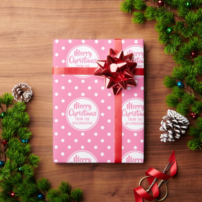 Pink Polka Dots Christmas Wrapping Paper (Holiday Gift)