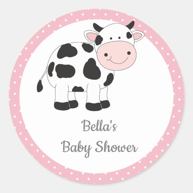 Pink Polka Dots Cow Stickers (Front)