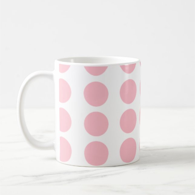 Pink Polka Dots Design Coffee Mug (Left)
