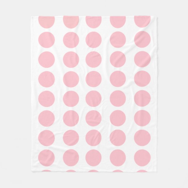 Pink Polka Dots Design Fleece Blanket (Front)