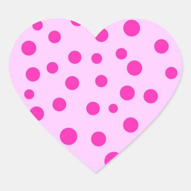 Pink Polka Dots Heart Stickers (Front)