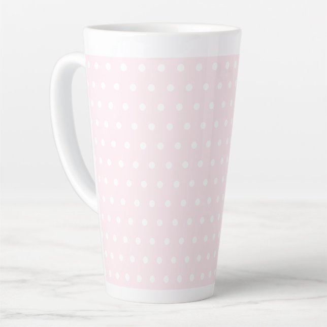 Pink Polka Dots Latte Mug (Left Angle)