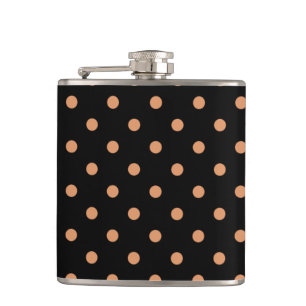 Pink polka dots on black hip flask