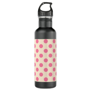 Pink polka dots on cream 710 ml water bottle