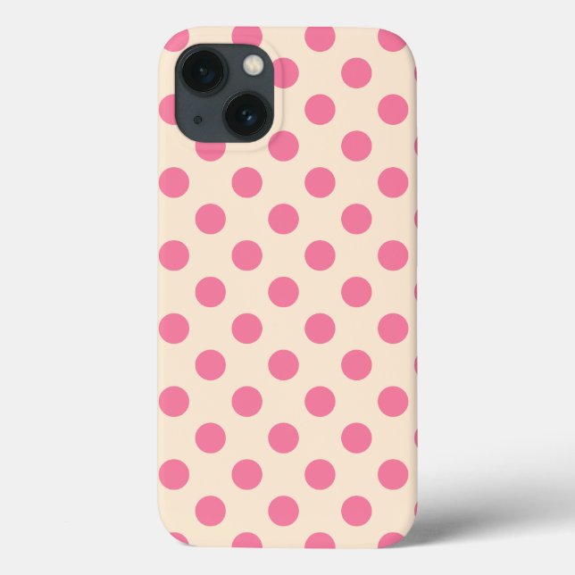 Pink polka dots on cream Case-Mate iPhone case (Back)