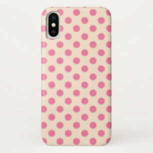 Pink polka dots on cream Case-Mate iPhone case