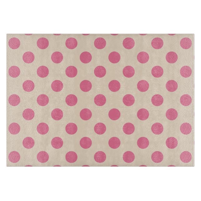 Pink polka dots on cream cutting board (Front)