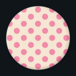 Pink polka dots on cream magnet<br><div class="desc">Pink polka dots on cream</div>