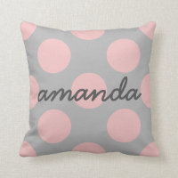 Pink Polka Dots on Grey