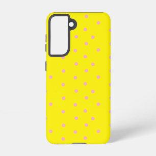 Pink polka dots on yellow  samsung galaxy case