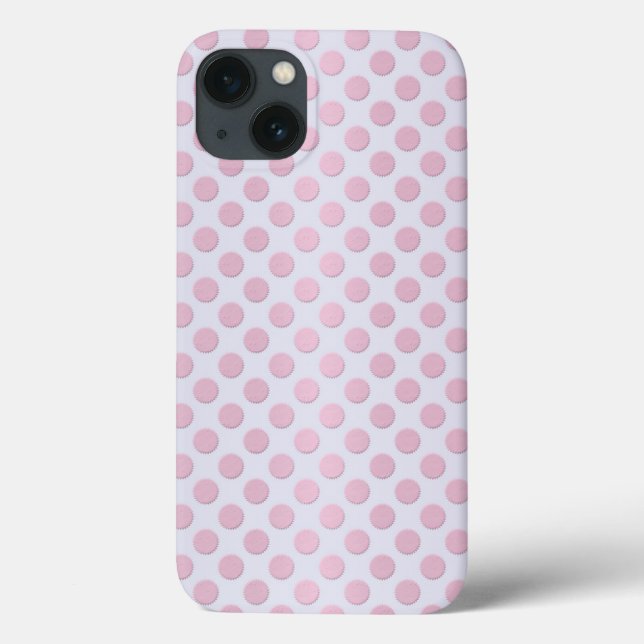 Pink Polka Dots over Silvery White Case-Mate iPhone Case (Back)