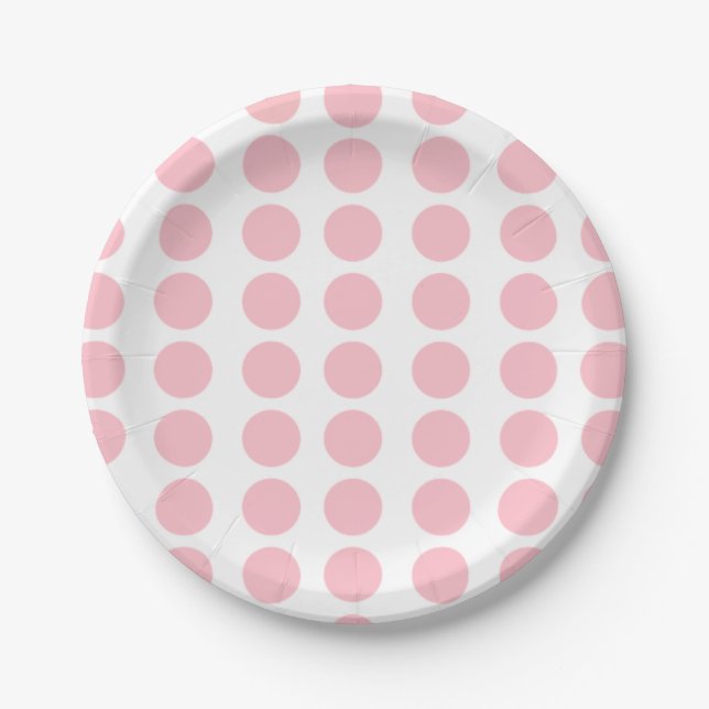 Pink Polka Dots  Paper Plate (Front)