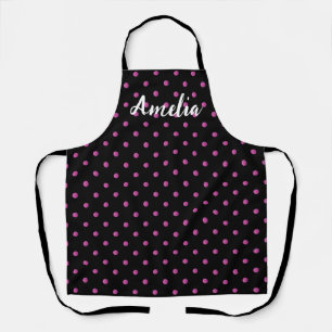 pink polka dots pattern apron