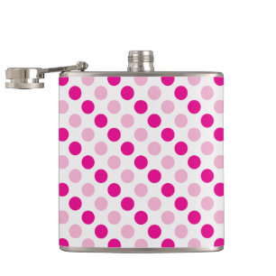 Pink polka dots pattern hip flask