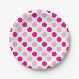 Pink polka dots pattern paper plate