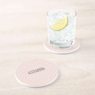 Pink Polka Dots Personalised Name Coaster