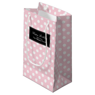 Pink Polka Dots Personalised Small Gift Bag