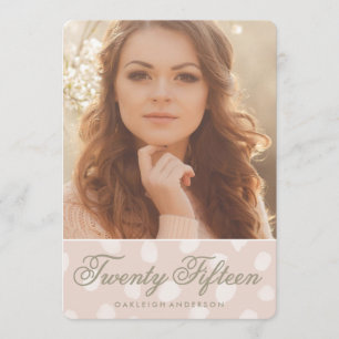 Pink Polka Dots   Photo Graduation Announcement