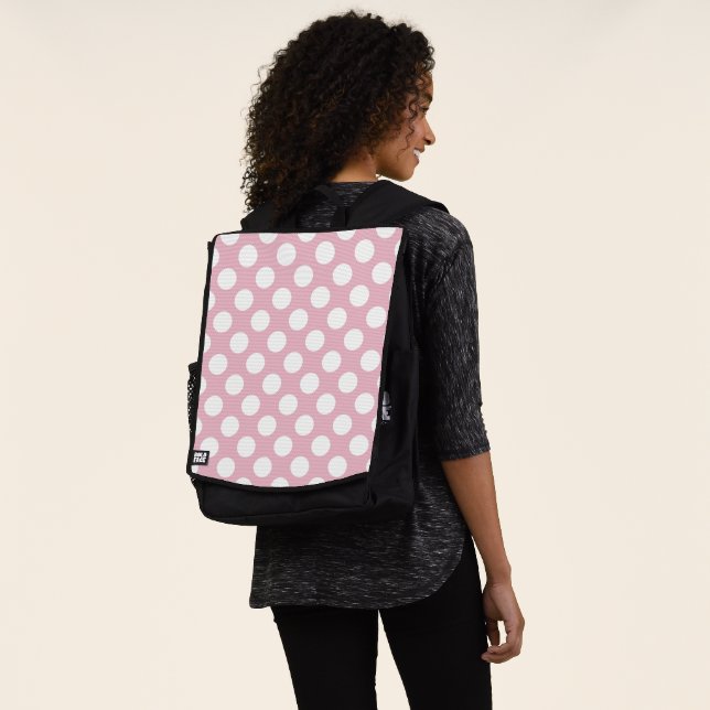 Pink Polka Dots, Polka Dot Pattern, Dots, Dotted Backpack (Worn)