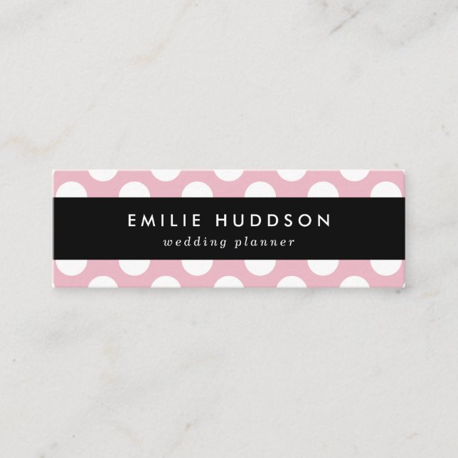 Pink Polka Dots, Polka Dot Pattern, Dots, Dotted Mini Business Card (Front)