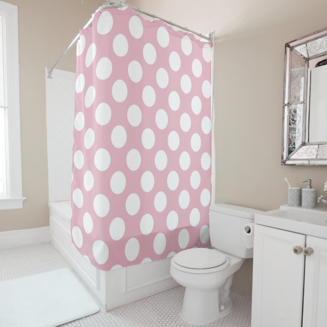 Pink Polka Dots, Polka Dot Pattern, Dots, Dotted Shower Curtain (In Situ)