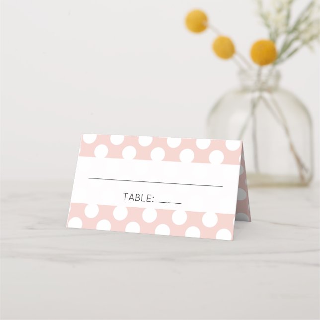 Pink Polka Dots, Polka Dot Pattern, Dots, Wedding Place Card (Front)