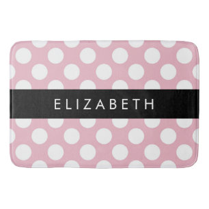 Pink Polka Dots, Polka Dot Pattern, Your Name Bath Mat