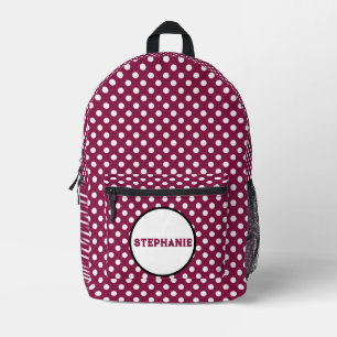 Pink polka dots printed backpack