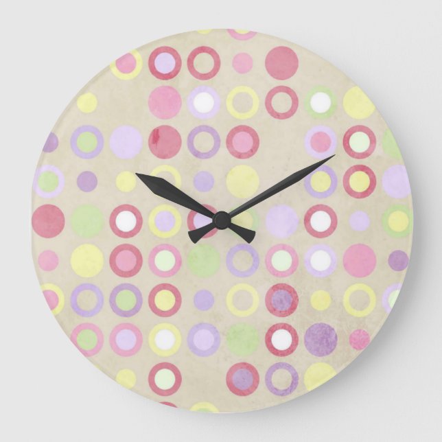 Pink Polka Dots Round Wall Clock (Front)