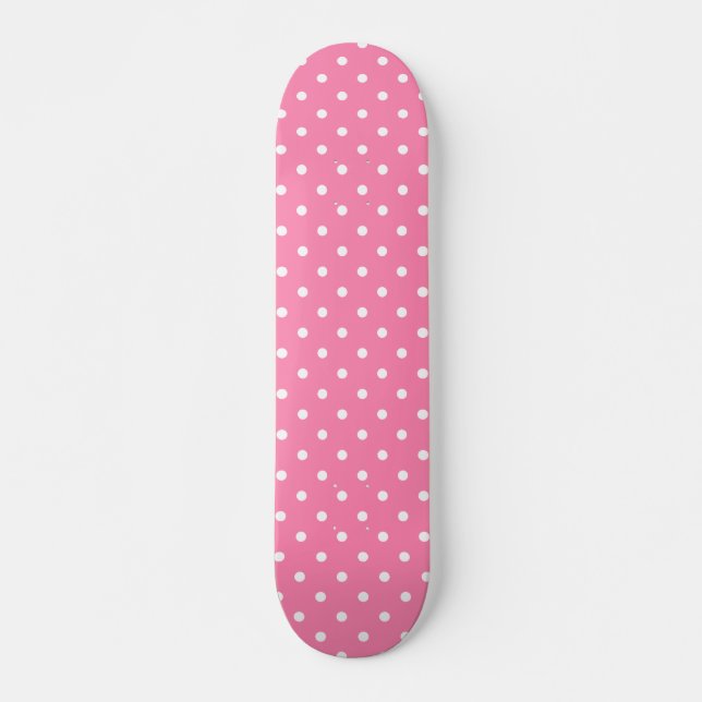 Pink Polka Dots Skateboard Deck (Front)