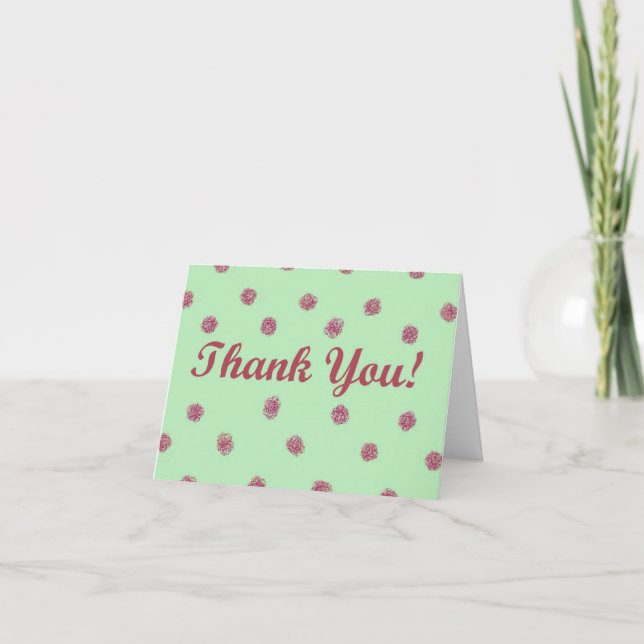 Pink Polka Dots Thank you Card (Front)