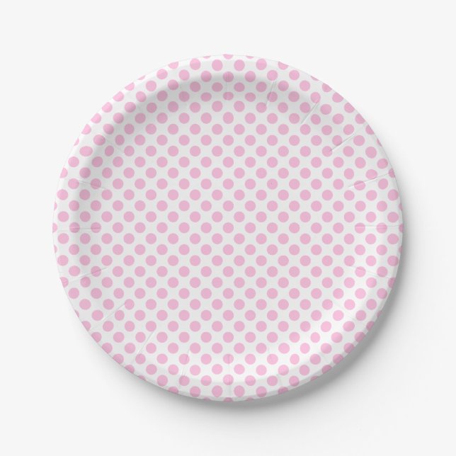 Pink Polka Dots with Customisable Background Paper Plate (Front)