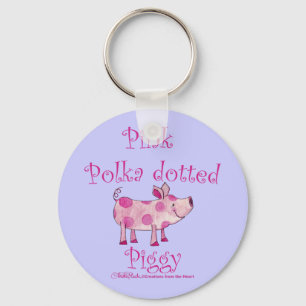 Pink Polka Dotted Piggy Key Ring