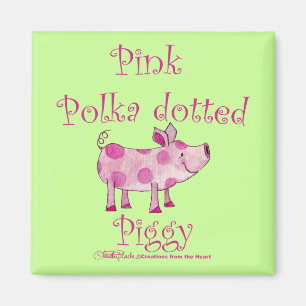 Pink Polka Dotted Piggy Magnet