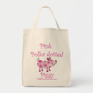 Pink Polka dotted Piggy Tote Bag
