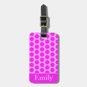 Pink Polka Monogrammed Luggage Tag