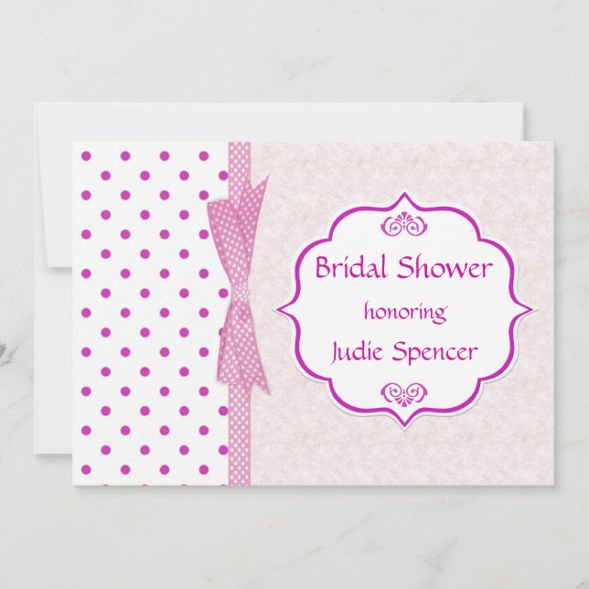 Pink polkadot Bridal Shower Invitation (Front)