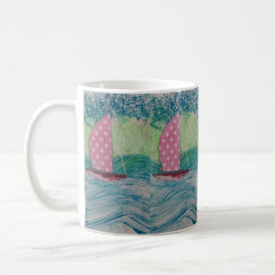 Pink Polkadot Sail Coffee Mug